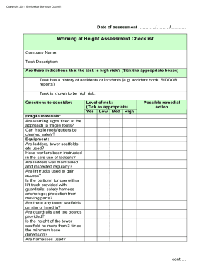 Work at Height Checklist PDF  Form