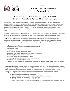 Get and Sign D303 Chromebookdevice Expectations  Form