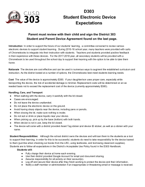 D303 Chromebookdevice Expectations  Form