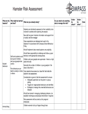 Hamster Risk Assessment  Form