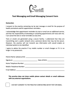 Text Messaging and Email Messaging Consent Form