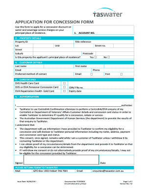 APPLICATION for CONCESSION FORM