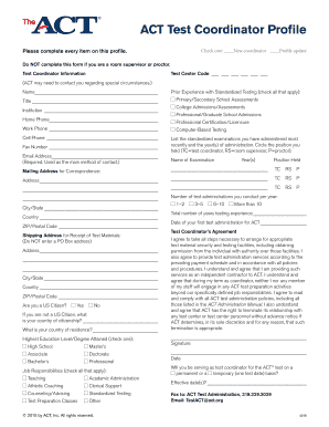 ACT Test Coordinator Profile  Form