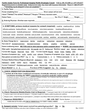 Facility Intake Form for Professional Imaging Mobile Dysphagia Consult
