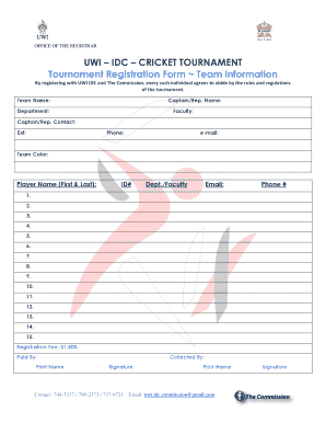 UWI IDC CRICKET TOURNAMENT  Form