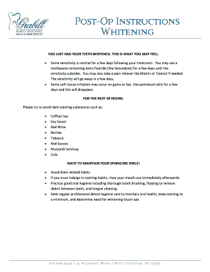 Teeth Whitening Aftercare Instructions PDF  Form