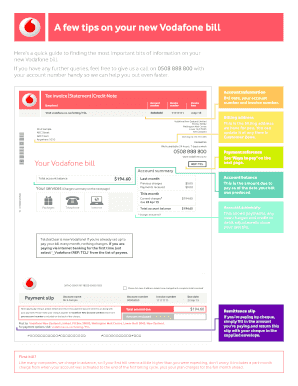 A Few Tips on Your New Vodafone Bill  Form