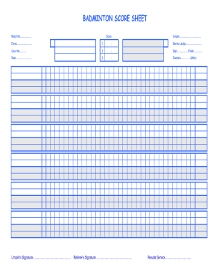 Badminton Score Sheet Form - Fill Out and Sign Printable PDF Template |  signNow