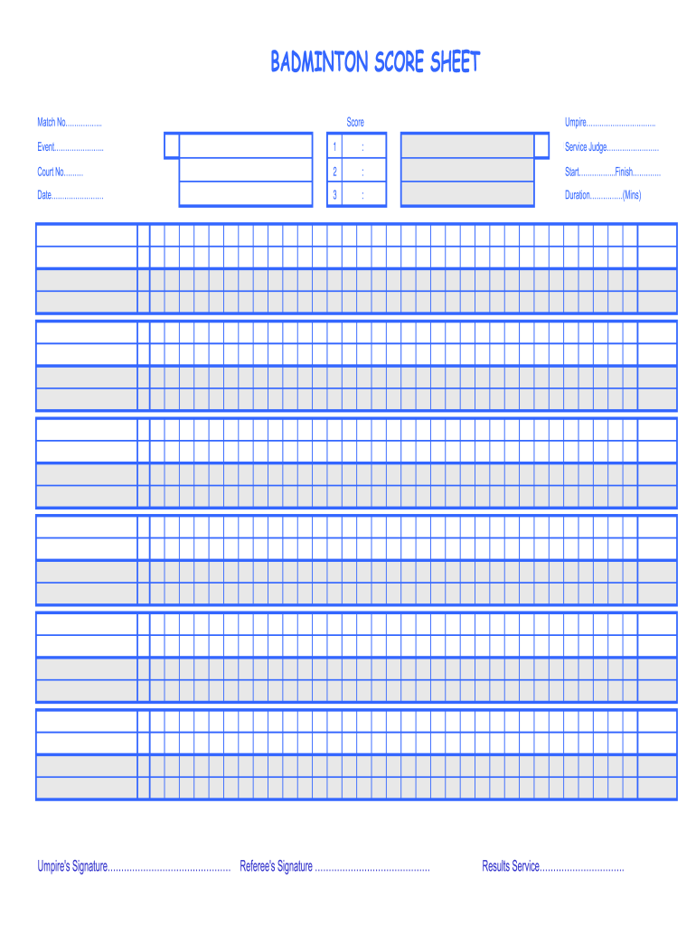 Scoresheet Badminton  Form