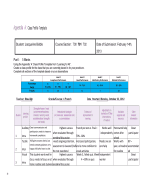 Class Profile Template  Form