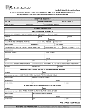 Impilo Patient Information Form