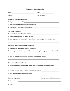 Coach Questionnaire  Form
