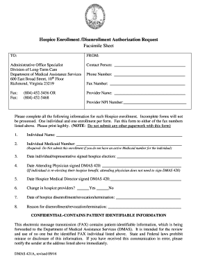 Hospice Enrollment Disenrollment Authorization Request  Form