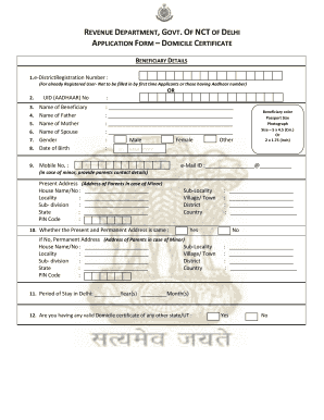 Domicile Certificate Form