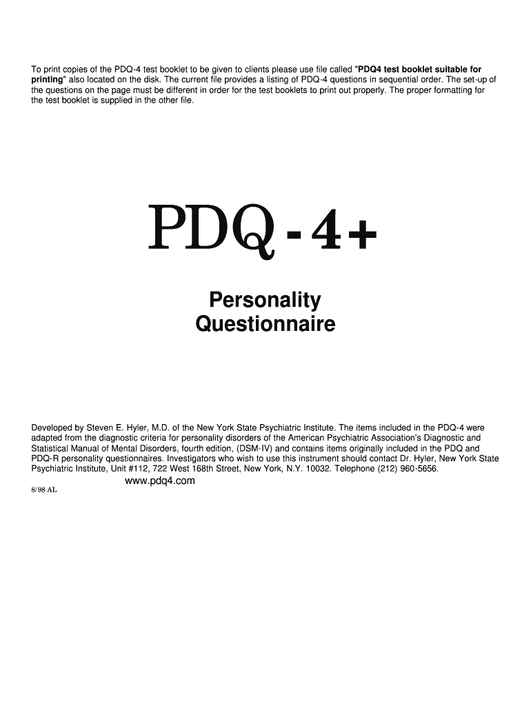 Pdq 4 Online  Form