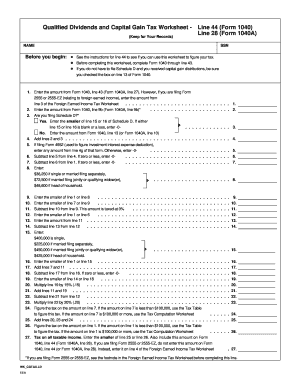Qualified Dividends and Capital Gains Worksheet  Form