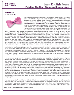 Pink Bow Tie Short Story PDF  Form