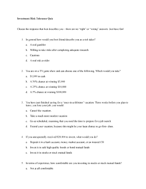 Are You a Risk Taker Quiz PDF  Form