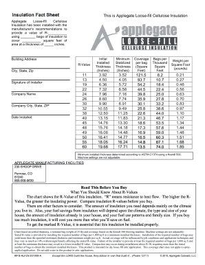 Applegate Cellulose Coverage Chart  Form