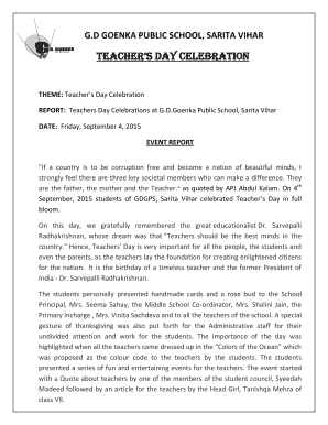 Report on Teachers Day  Form