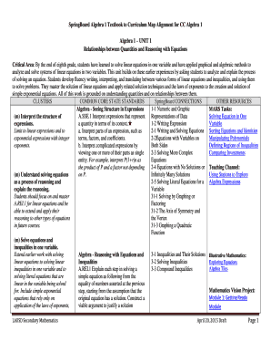 Springboard Algebra 1 Teachers Edition PDF  Form