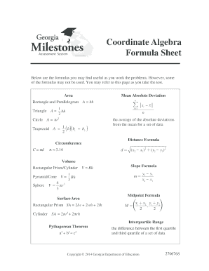 Algebra 1 Formula Sheet