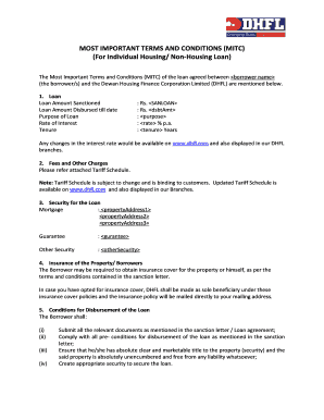 For Individual Housing Non Housing Loan  Form