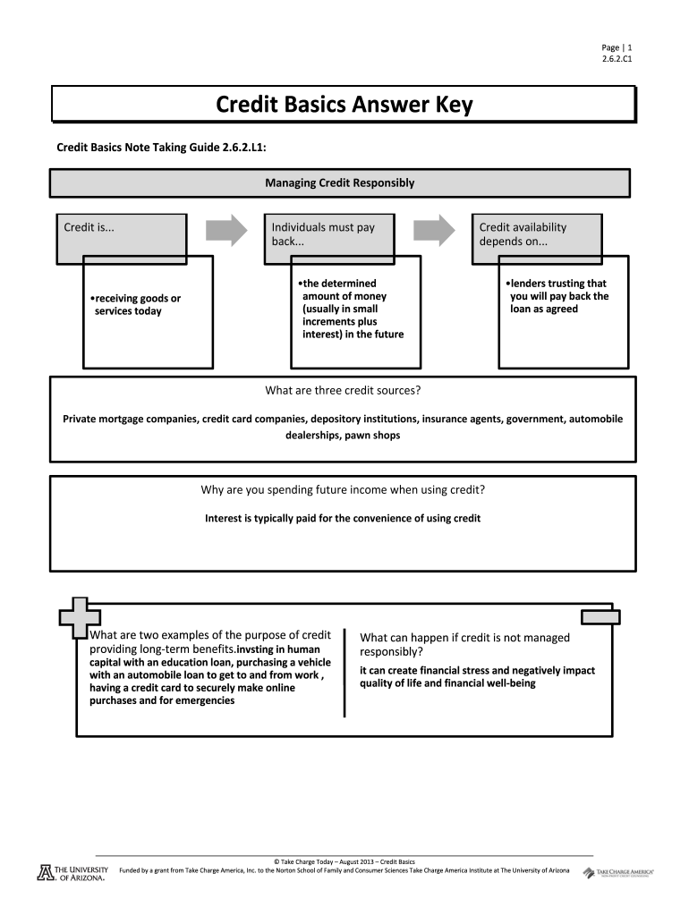 Credit Basics 2 6 2 A4 Answer Key  Form