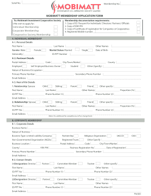 MOBIMATT MEMBERSHIP APPLICATION FORM