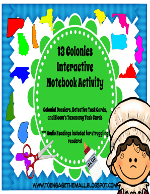 13 Colonies Interactive Notebook PDF  Form