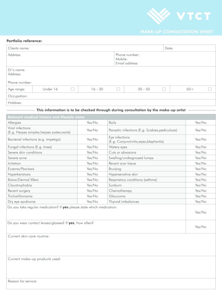 MAKE UP CONSULTATION SHEET  Form