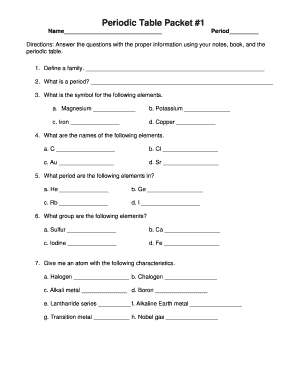 Periodic Table Packet 1 Form