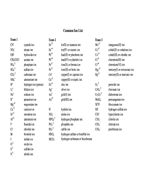 Ion List  Form