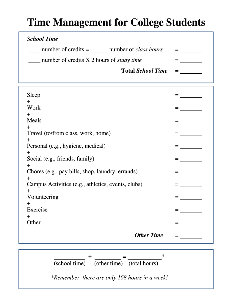Time Management for Students  Form