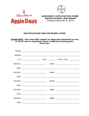 AGGIESHIP APPLICATION FORM