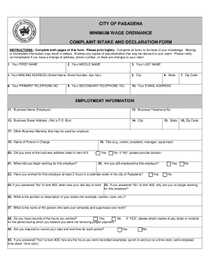 MINIMUM WAGE ORDINANCE  Form