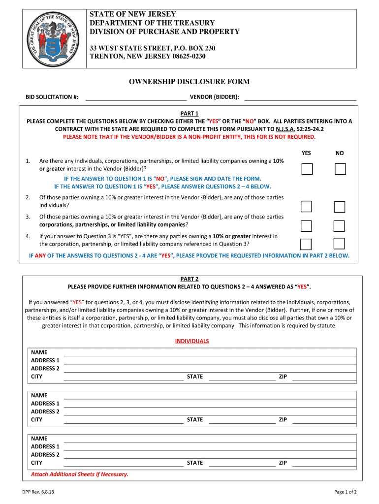  Ownership Disclosure Form Nj 2018