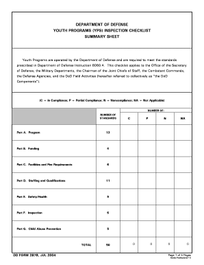 YOUTH PROGRAMS YPS INSPECTION CHECKLIST  Form