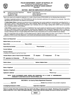 Police Letter of Good Conduct  Form