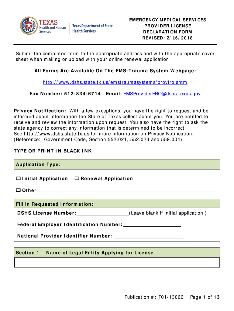 Texas Ems Form