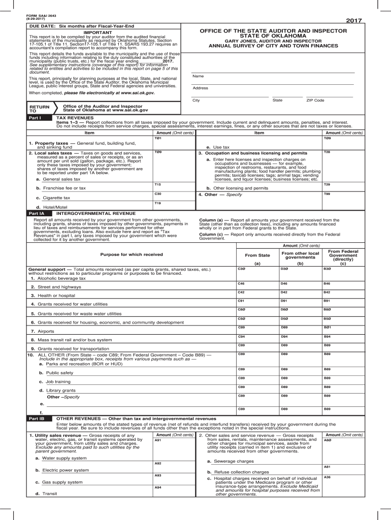  Sa&i 2643 Fillable  Form 2017-2024