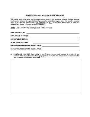 Position Analysis Questionnaire Example  Form