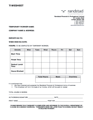 Timesheet Randstad  Form