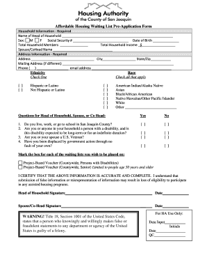 Affordable Housing Application  Form