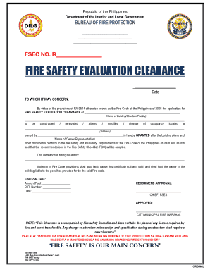 Fire Clearance  Form