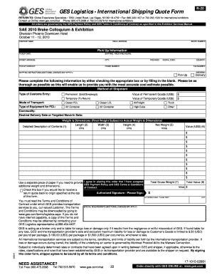 GES Logistics International Shipping Quote Form