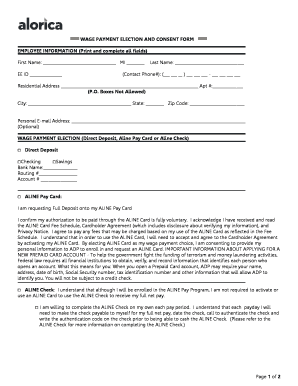 WAGE PAYMENT ELECTION and CONSENT FORM