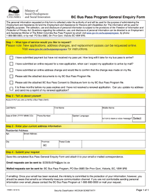 Bc Bus Pass Program General Enquiry Form