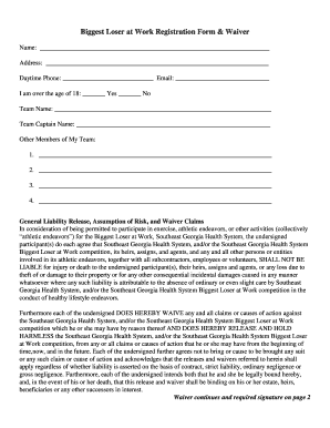 Biggest Loser Registration Form