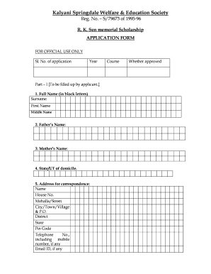 Kalyani Springdale Welfare &amp; Education Society  Form